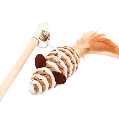 Sisal cat wand mouse